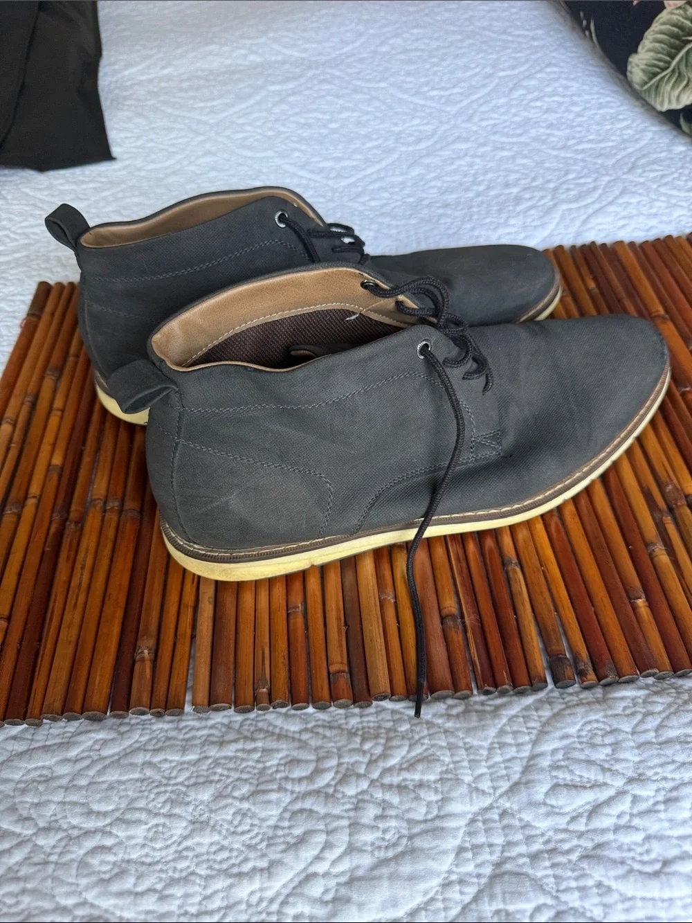 Goodfellow & Co Black Canvas Chukka Boots with Tan Trim